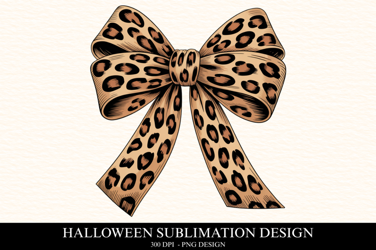 Halloween Leopard Bow Clipart PNG | Spooky Season Png