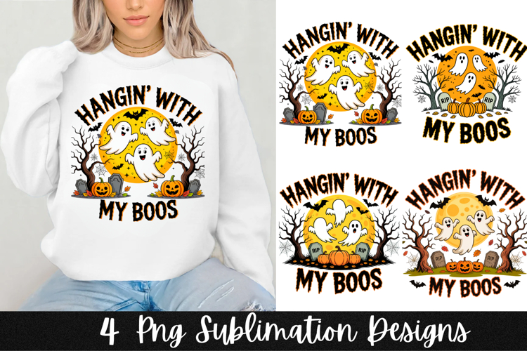 4 Retro Halloween Clipart PNG Sublimation