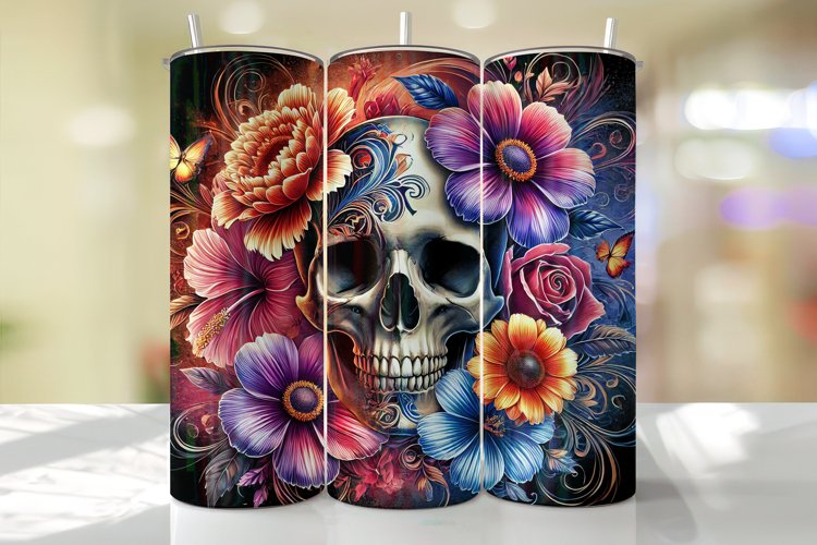 Skull Tumbler Wrap | Sublimation | Tumblers