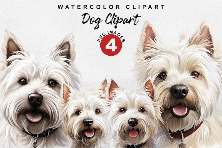 West Highland White Terrier Dog Clipart | Watercolor Clipart example image 1