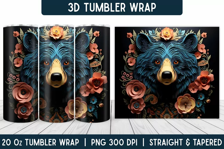 3D Tumbler Wrap | Flower Tumbler | Sublimation Tumbler
