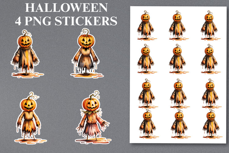 Halloween Scarecrow Stickers Png | Printable example image 1