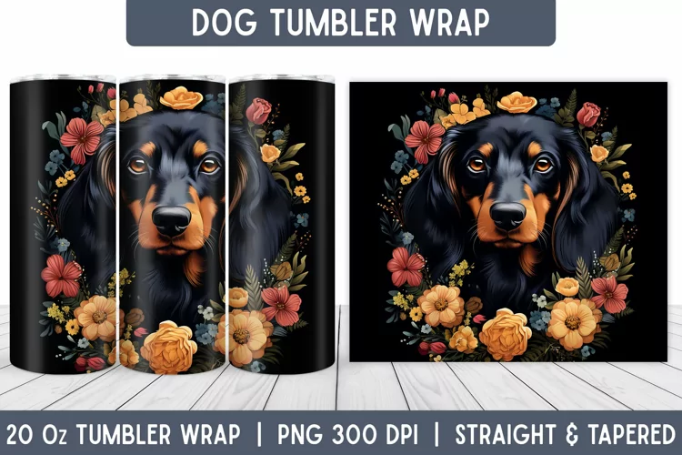 Dog Tumbler Wrap | Floral Tumbler | Sublimation Tumbler