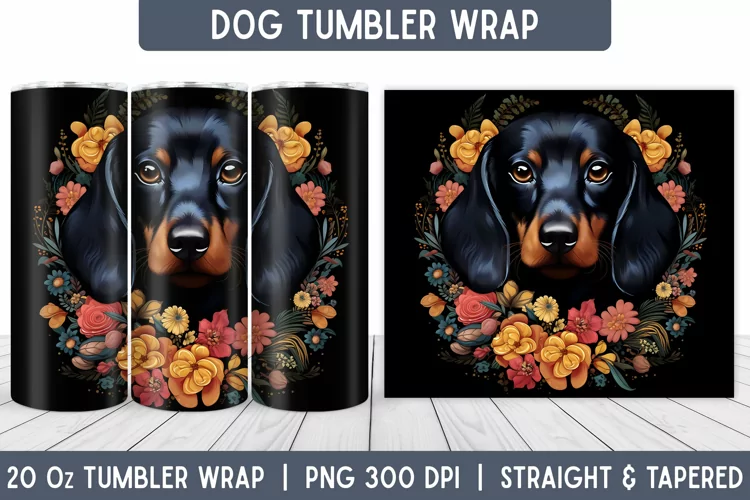 Dog Tumbler Wrap | Floral Tumbler | Sublimation Tumbler