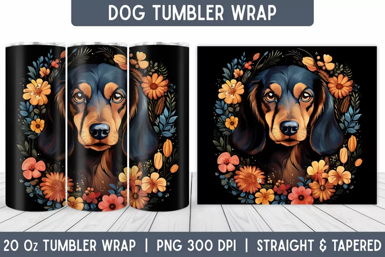 Dog Tumbler Wrap | Floral Tumbler | Sublimation Tumbler