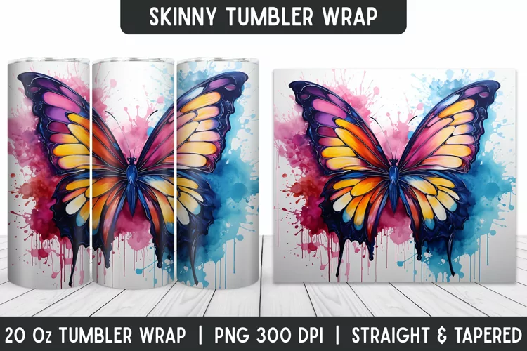 Watercolor Tumbler Wrap | 3D Sublimation | Skinny Tumbler