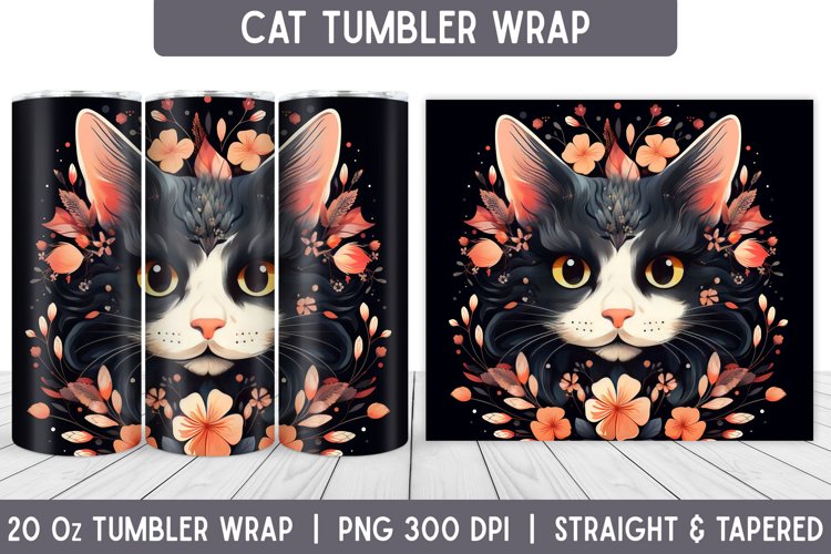 Cat Tumbler Wrap | Floral Tumbler | Sublimation Tumbler