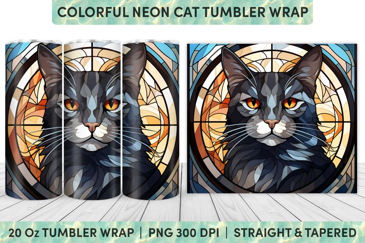 Stained Glass Cat Tumbler Wrap | Stained Glass | Tumbler