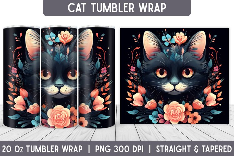 Cat Tumbler Wrap | Floral Tumbler | Sublimation Tumbler