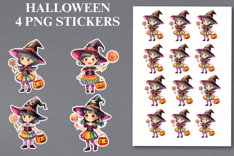 Halloween witch grirl Stickers Png | Printable