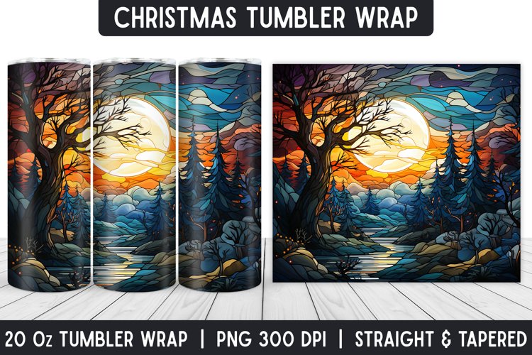 Sunset Stained Glass Tumbler Wrap | Christmas