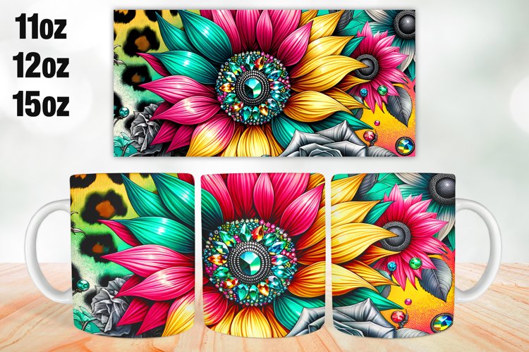 Sunflower Mug Wrap Sublimation 11oz, 12oz, 15oz