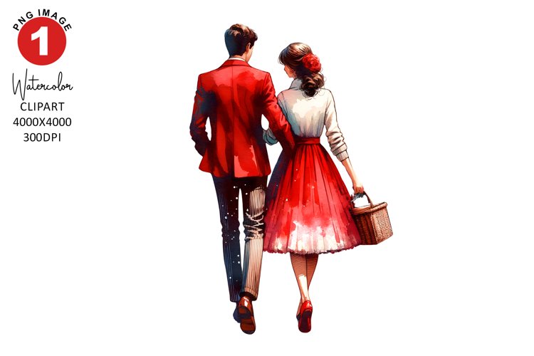 Valentines Day Couple Clipart | Watercolor Sublimation