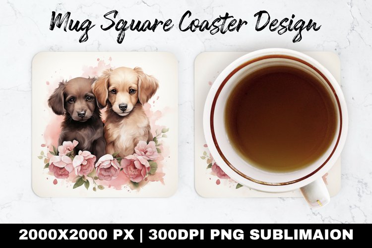 Cute Dogs Truck Valentine Mug coaster | Coaster Sublimation
