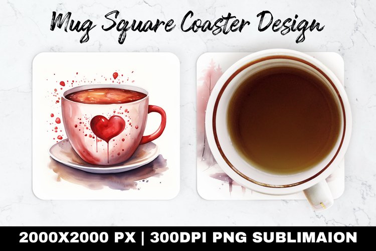 Coffee Cup Valentine Mug coaster |Coaster Sublimation Design