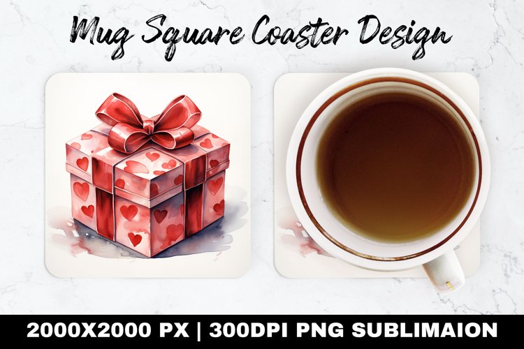 Gift Box Valentine Mug coaster | Coaster |Sublimation Design