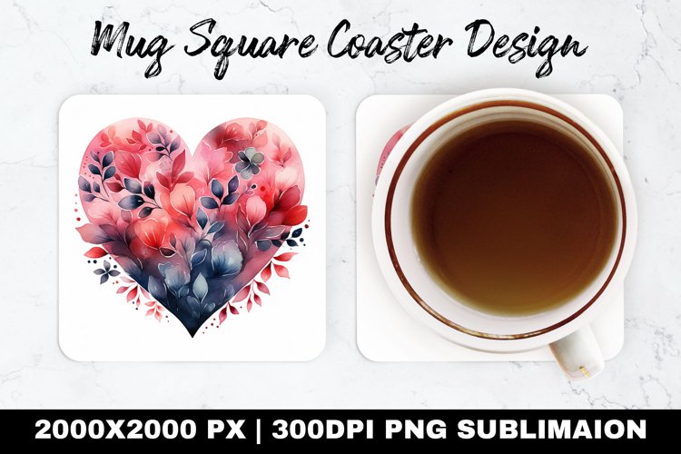 Heart Valentine Mug coaster | Coaster | Sublimation Design example image 1