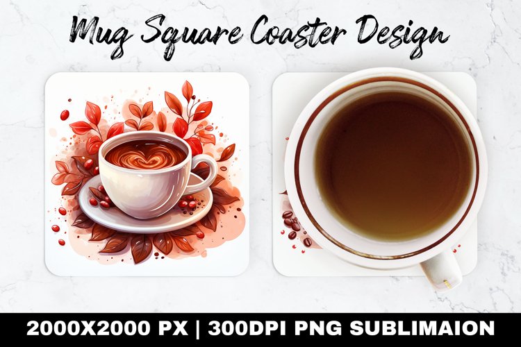 Coffee Cup Valentine Mug coaster |Coaster Sublimation Design