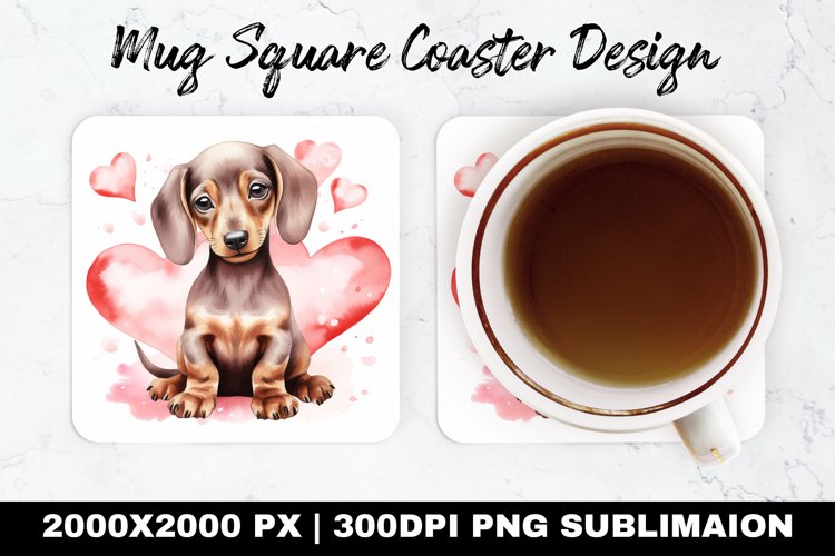 Dchshund Valentine Mug coaster | Coaster |Sublimation Design