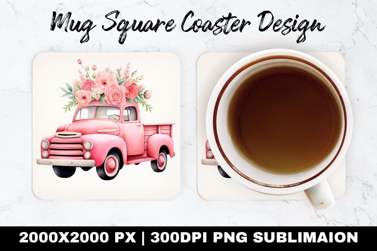 Truck Valentine Mug coaster | Coaster | Sublimation Design