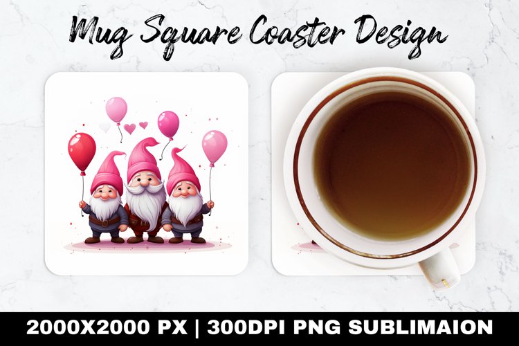 Gnomes Valentine Mug coaster | Coaster | Sublimation Design