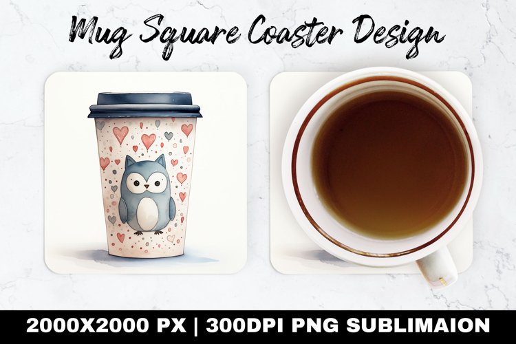 Cup with Coffee Valentine Mug coaster | Coaster Sublimation