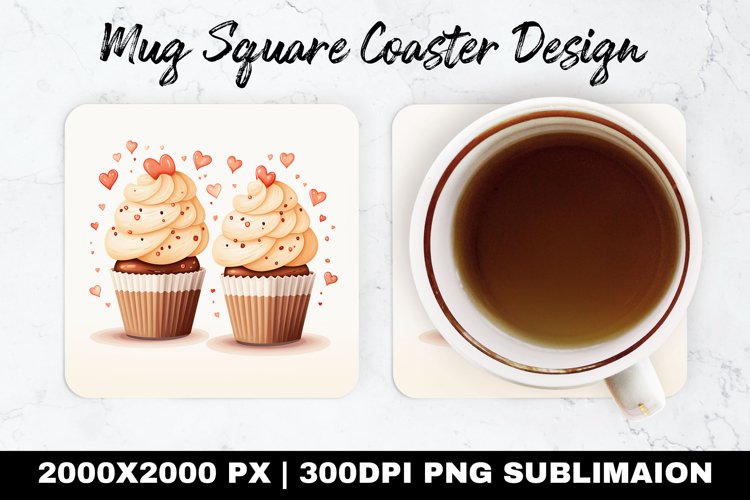 Cupcake Valentine Mug coaster | Coaster | Sublimation Design