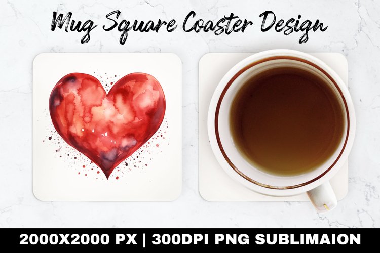 Heart Valentine Mug coaster | Coaster | Sublimation Design