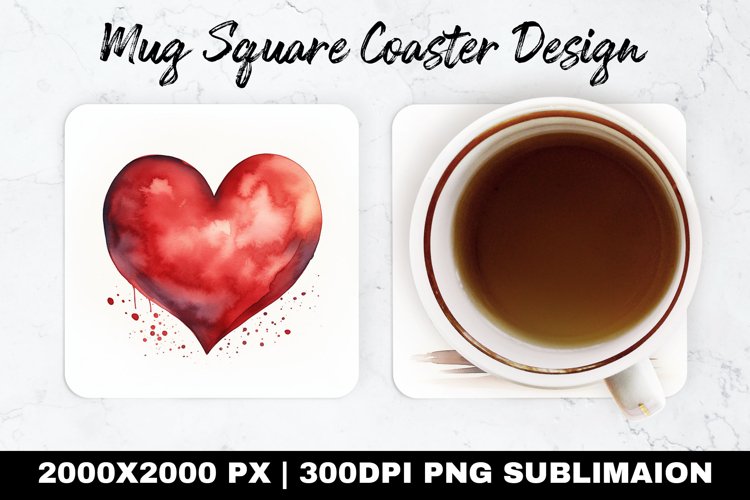 Heart Valentine Mug coaster | Coaster | Sublimation Design