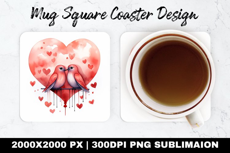 Heart Valentine Mug coaster | Coaster | Sublimation Design example image 1