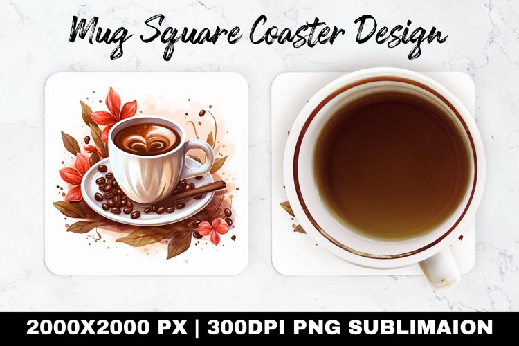 Coffee Cup Valentine Mug coaster |Coaster Sublimation Design