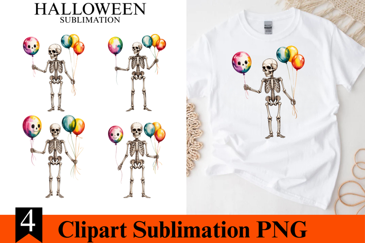 4 Halloween Skeleton Clipart PNG | Spooky Season Png