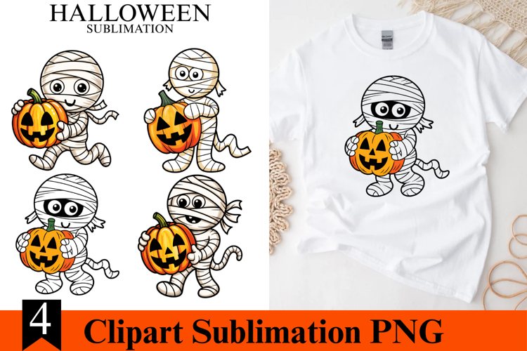 4 Halloween Mummy Clipart PNG | Spooky Season Png