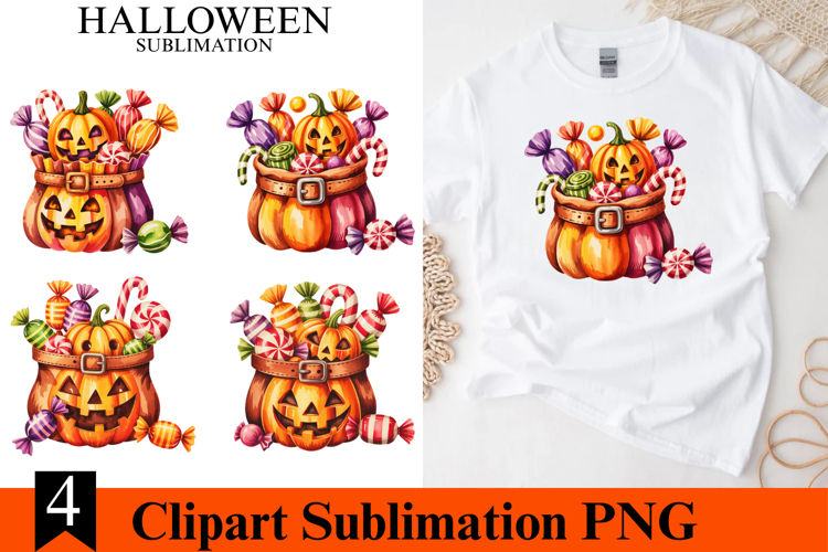 4 Halloween Pumpkin Candy Clipart PNG | Spooky Season Png