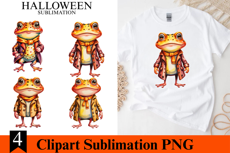 4 Halloween Frog Clipart PNG | Spooky Season Png