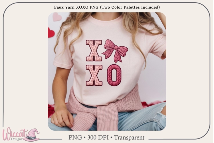 XOXO Faux Yarn PNG, Knit Valentine Letter Design,