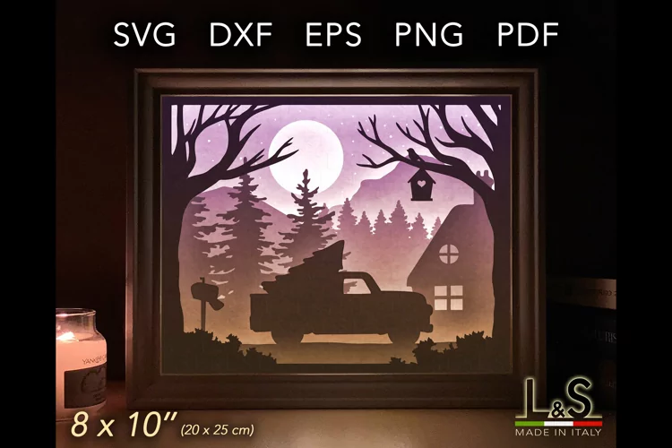 Christmas Truck svg Shadow Box | Christmas Lightbox Template