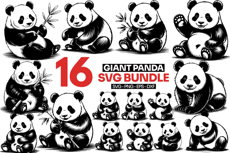 Giant Panda SVG Bundle, Whimsical Funny