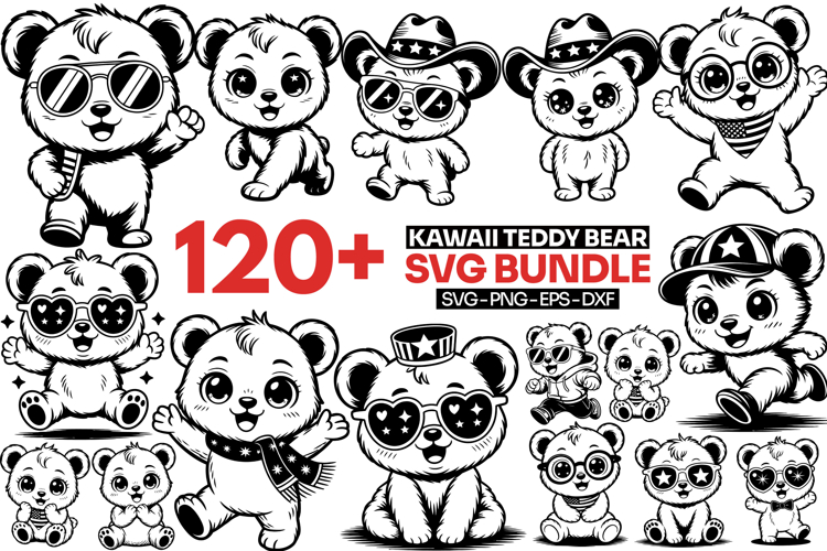 Kawaii Teddy Bear SVG Bundle