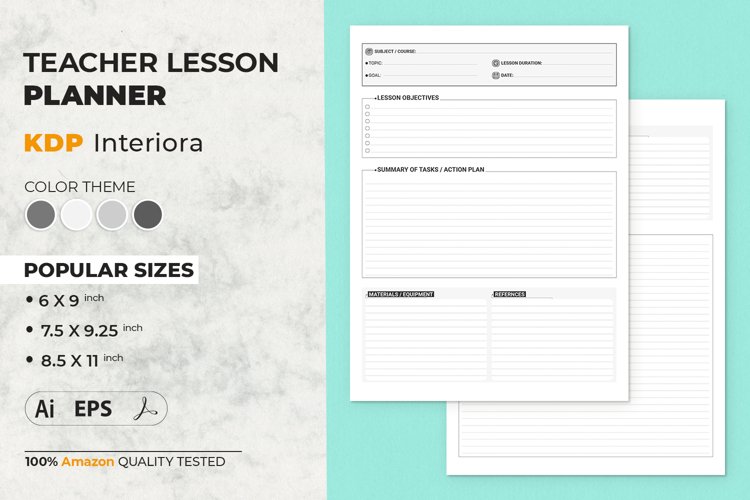 Teacher Lesson Planner | KDP Interior Template
