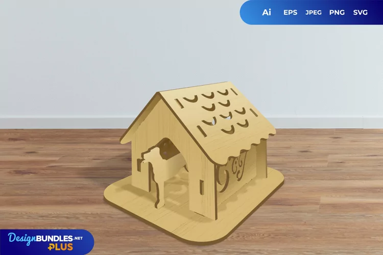 Wooden Miniature Dog House Laser Cutting File SVG