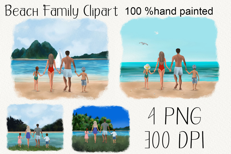 Beach Family People Clipart| Sublimation design | Hand drawn