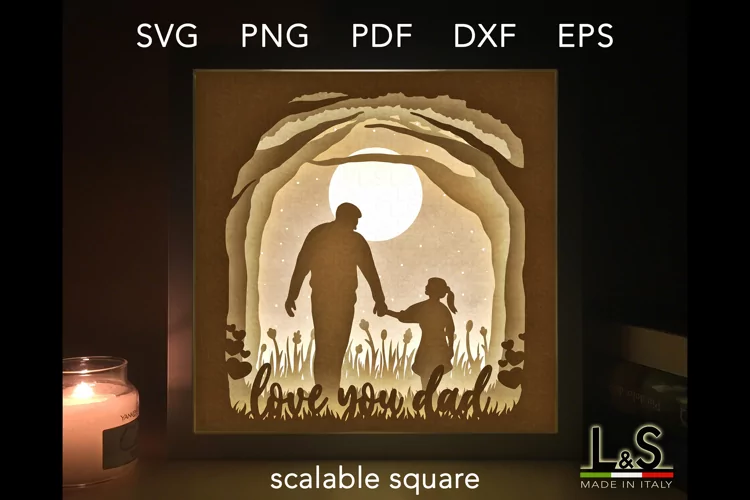 Father and Daughter Light Box Template | Dad Shadow Box svg
