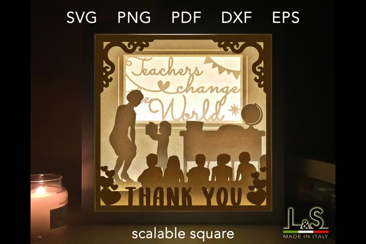 3D Layered Teacher Shadow Box svg Template | Light Box svg