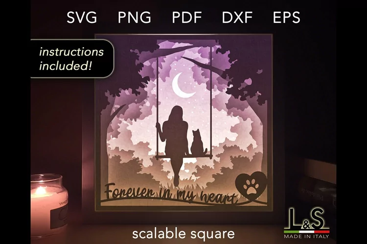 Cat Memorial Svg | Shadow Box Design