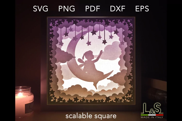 Layered Baby Shadow Box Template | 3D Fairy Light Box svg
