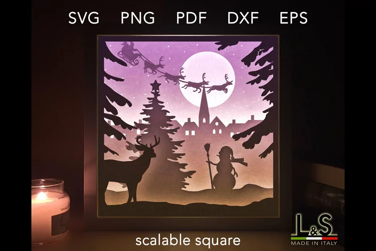 Christmas Shadow Box SVG | 3D Papercut Template