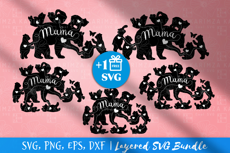 MAMA BEAR with 6 7 8 9 10 cubs SVG Bundle
