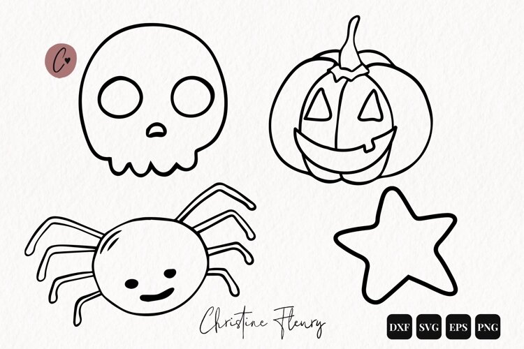 Halloween Outline SVG PNG DXF EPS example image 1