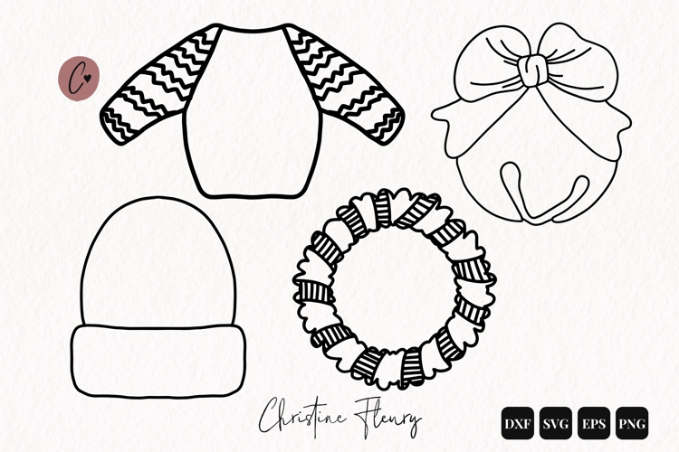 Christmas Doodle Outline SVG PNG EPS DXF